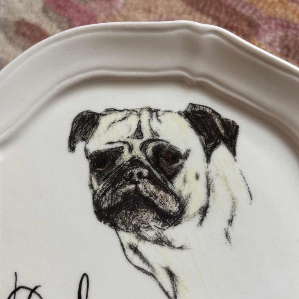 🐕Anthropologie Linea Carta Monogram Canapé Plate D Delightful Dog (pug) - Picture 11 of 12